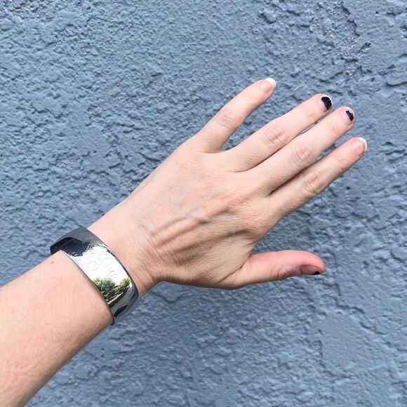 Vintage Sterling Silver Cuff Bracelet Chunky Engraved KPV 925 Danecraft Jewelry - Picture 10 of 10